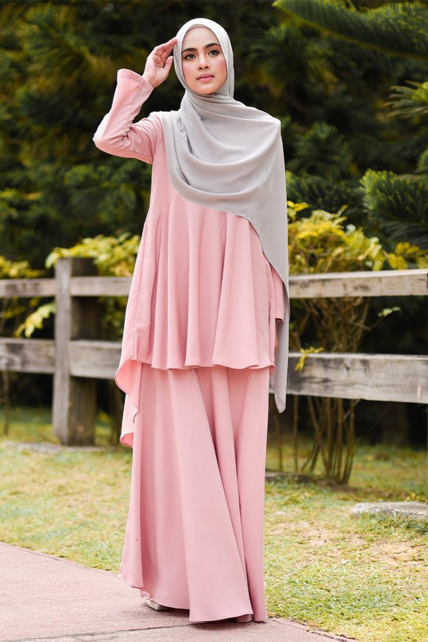 Baju Kurung Suit Hazana - Pink