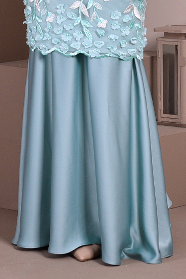Baju Kurung Lace 3D Diana - Waikiki Green