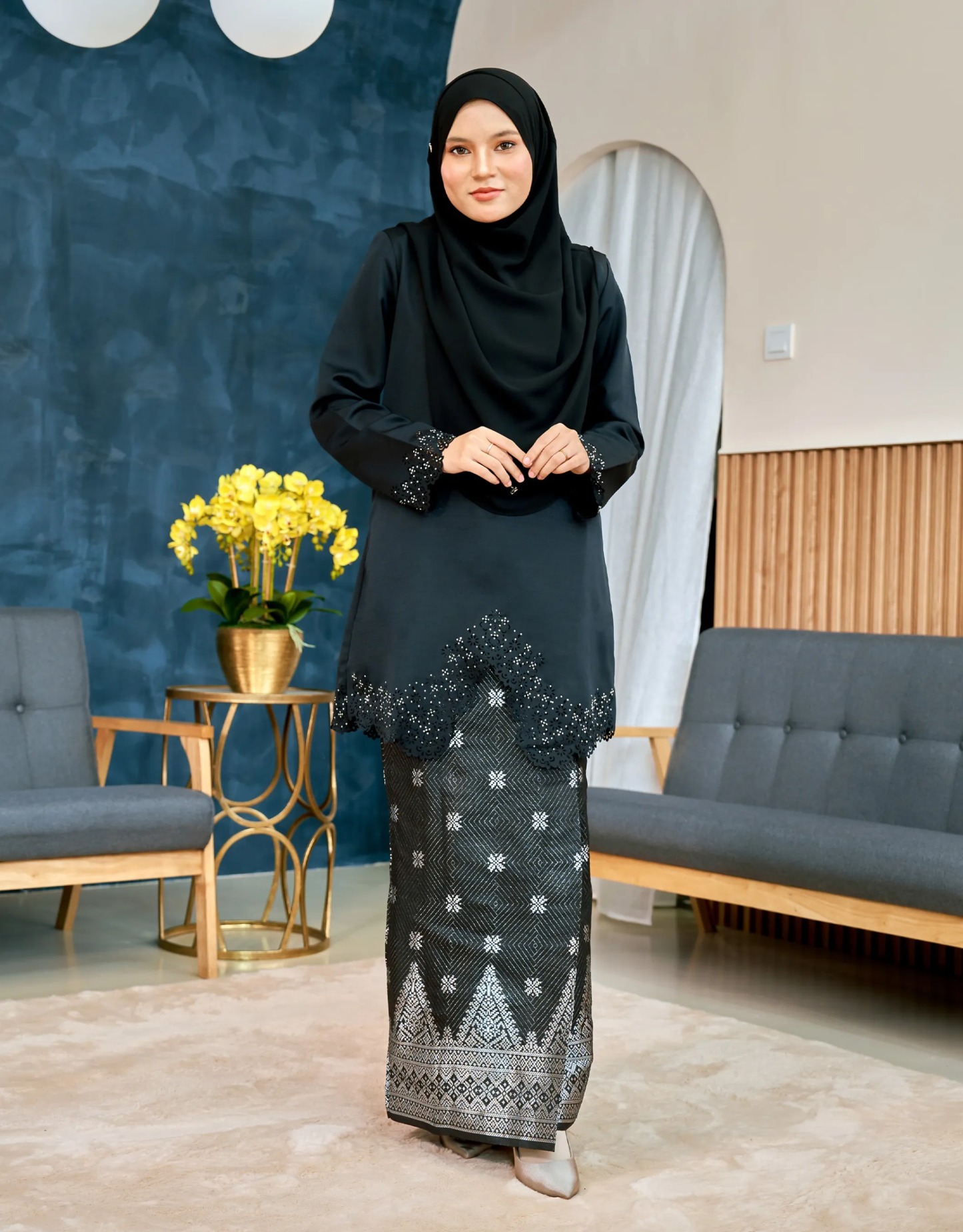 Baju Kebarung Songket Lasercut Harisa
