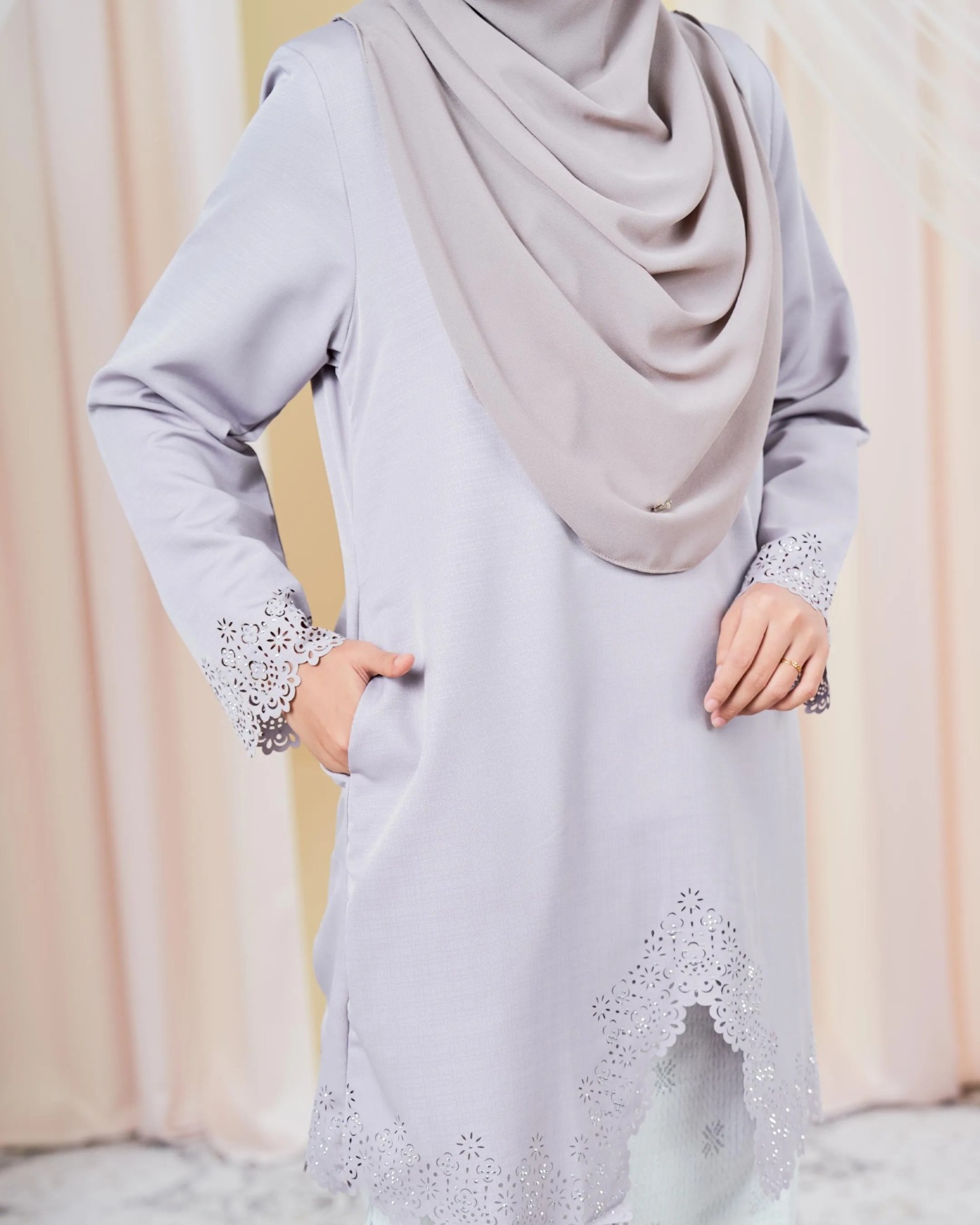 Baju Kebarung Songket Lasercut Harisa