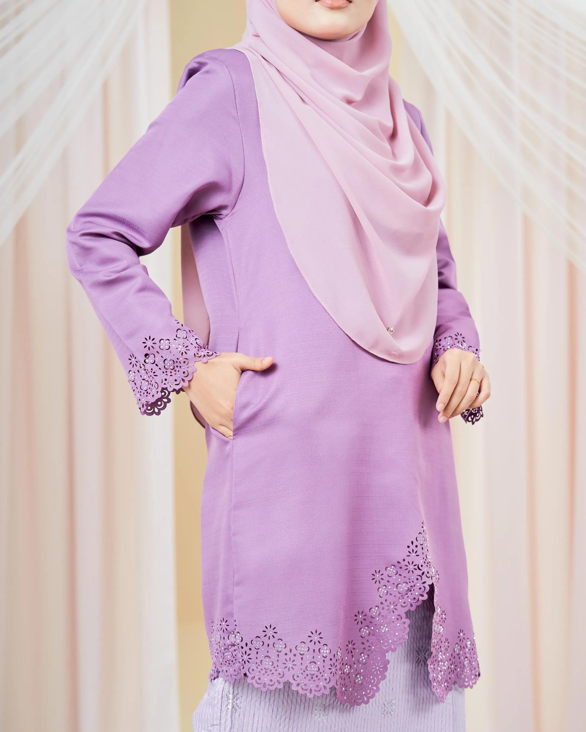Baju Kebarung Songket Lasercut Harisa