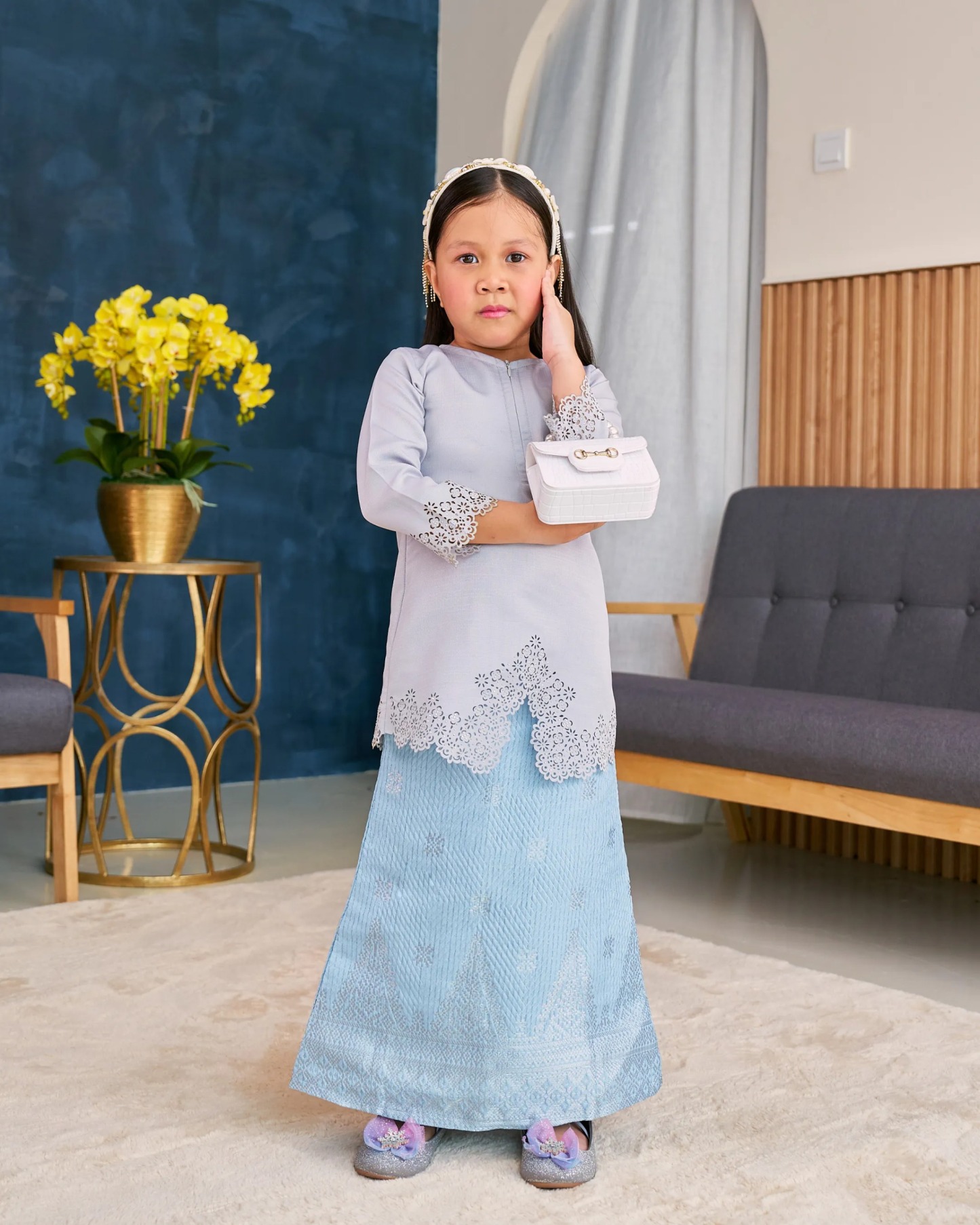 Baju Kebarung Songket Lasercut Harisa Kids
