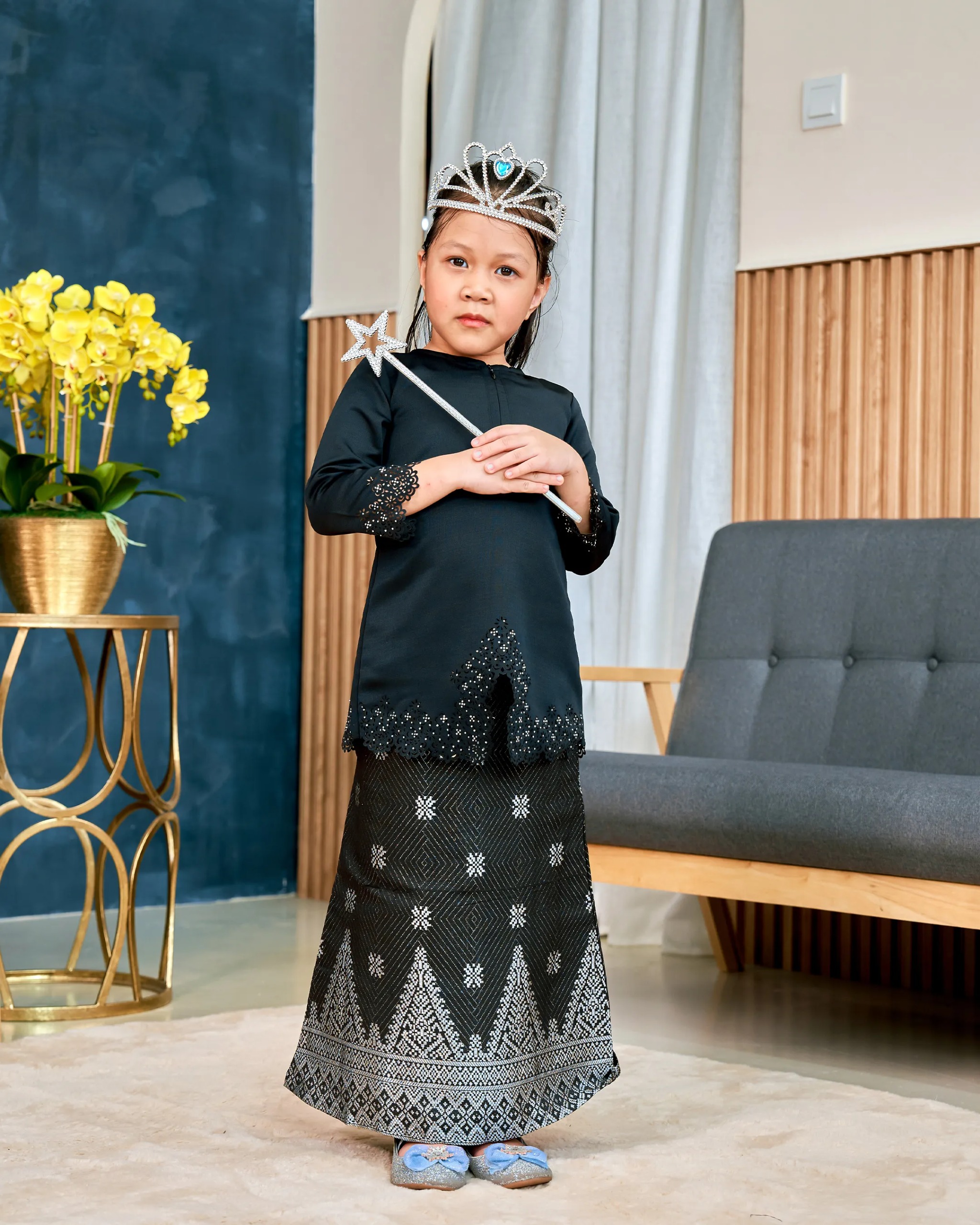 Baju Kebarung Songket Lasercut Harisa Kids
