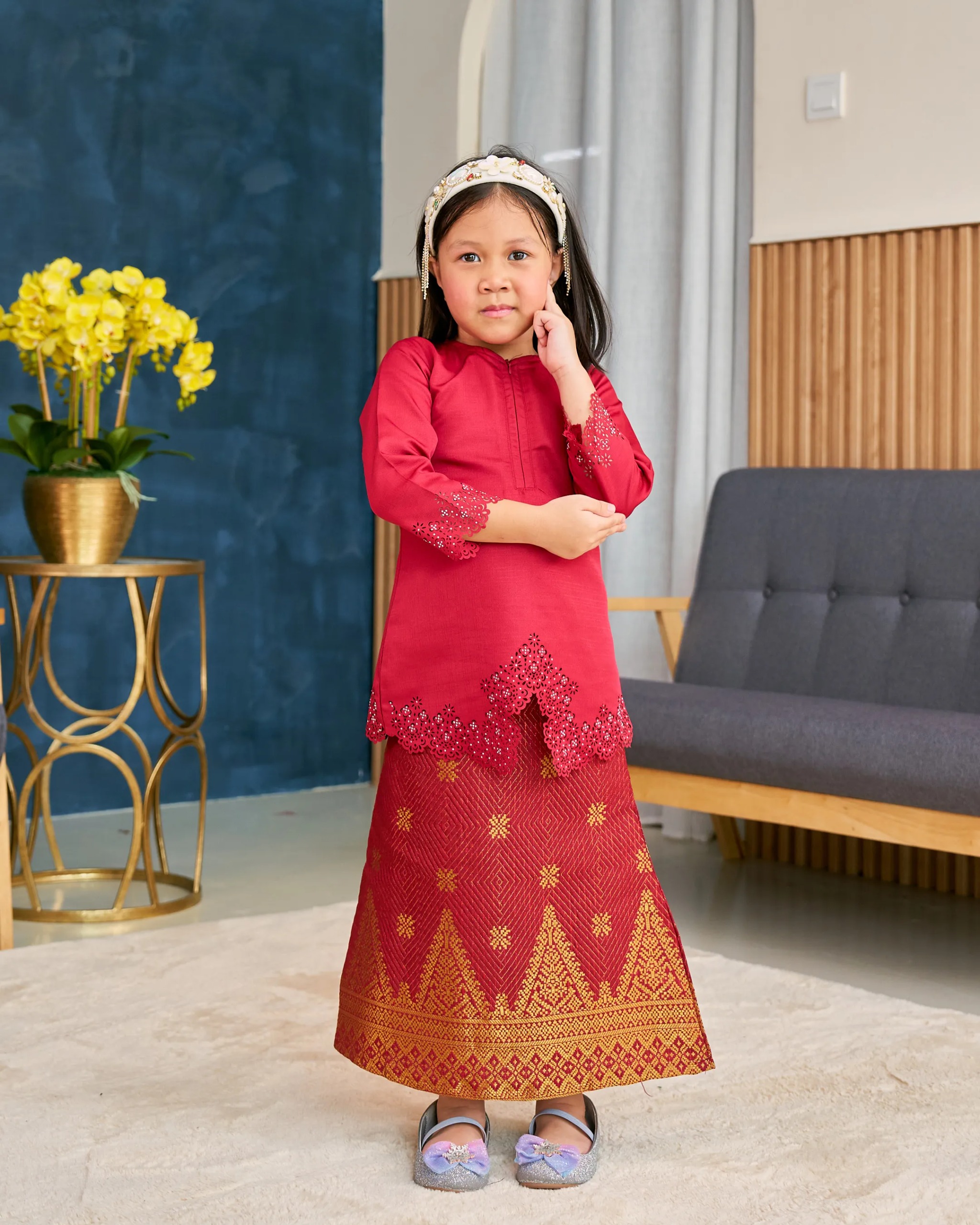 Baju Kebarung Songket Lasercut Harisa Kids