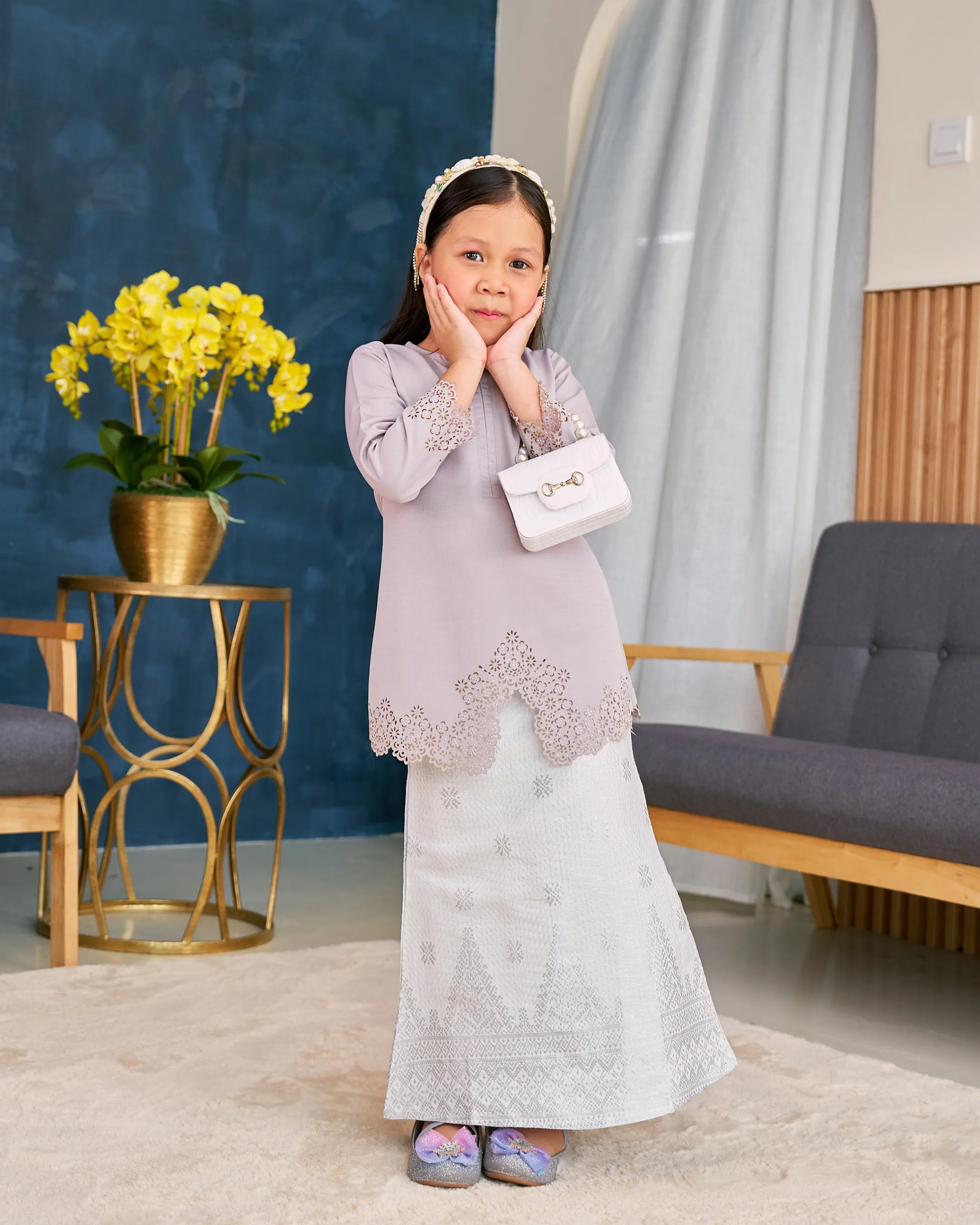 Baju Kebarung Songket Lasercut Harisa Kids