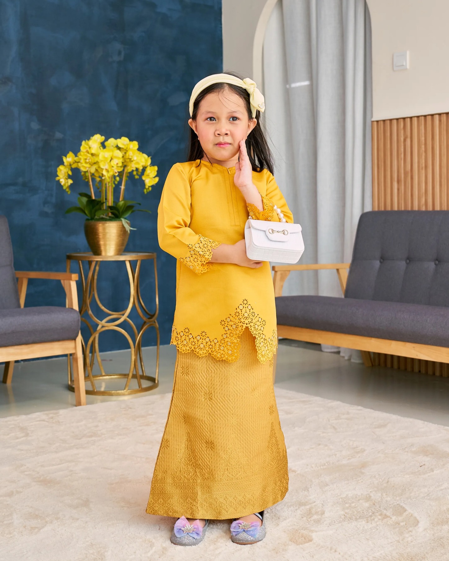 Baju Kebarung Songket Lasercut Harisa Kids