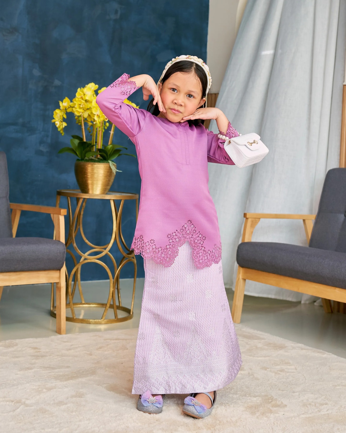 Baju Kebarung Songket Lasercut Harisa Kids