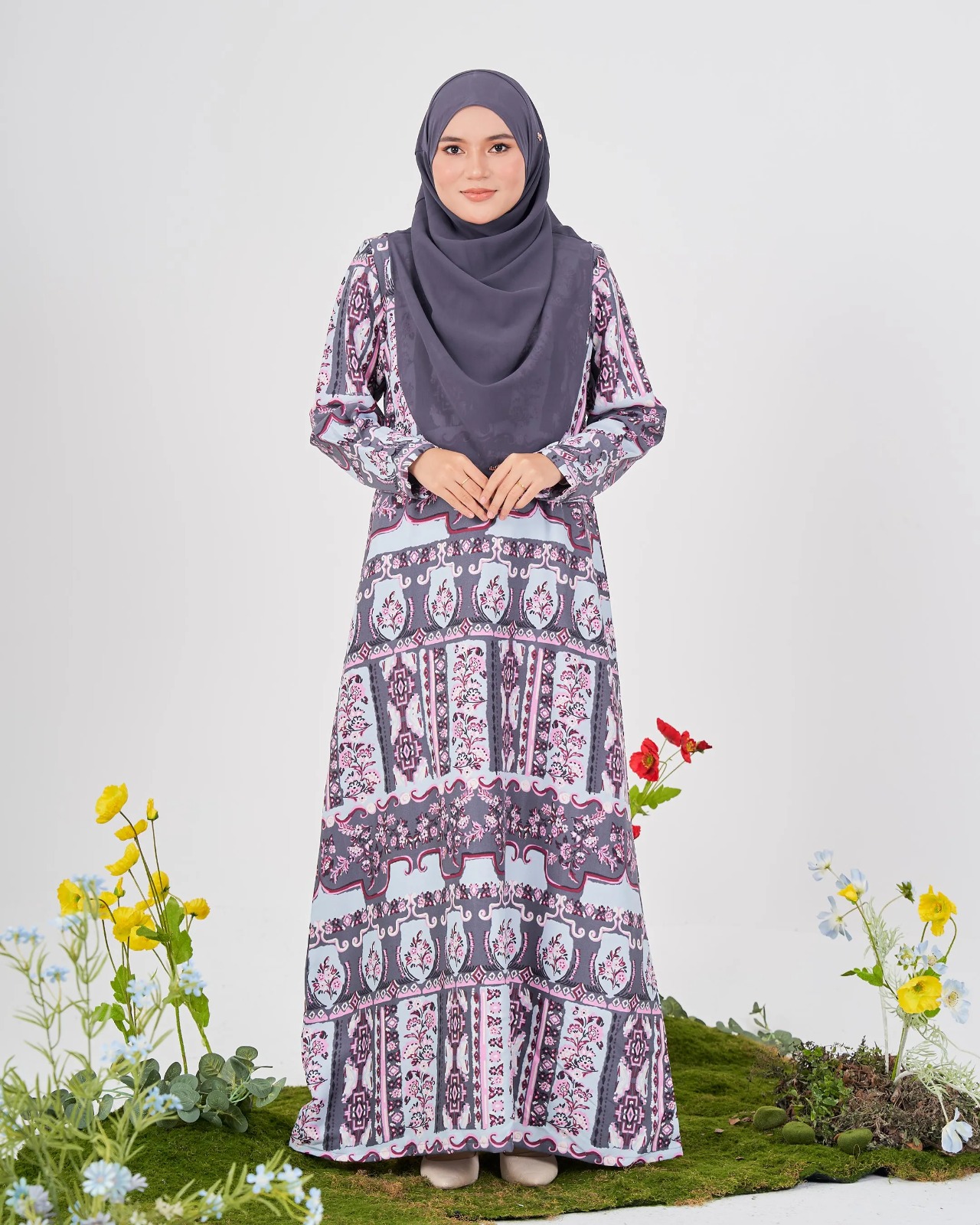 Abaya Button Printed Veivie Series