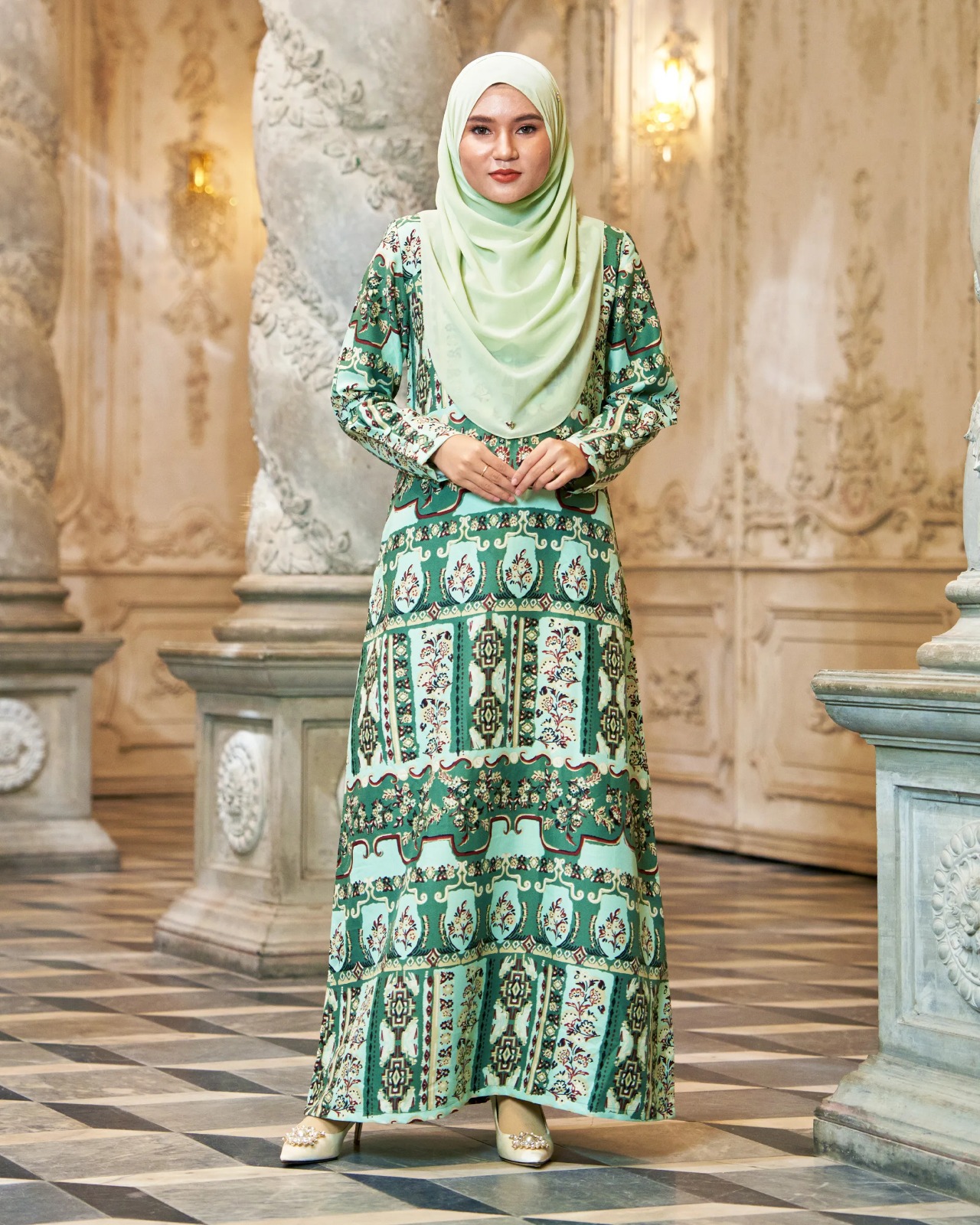 Abaya Button Printed Veivie Series