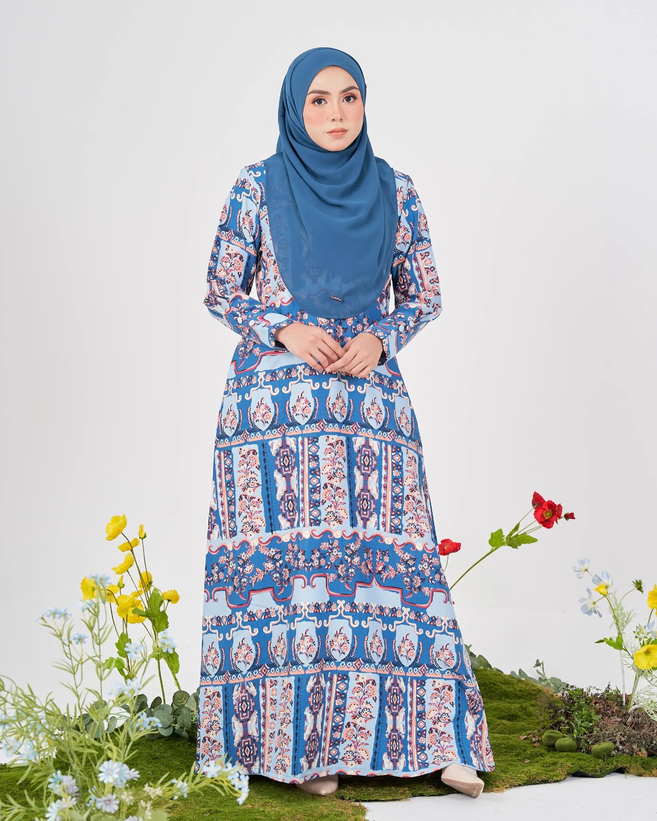 Abaya Button Printed Veivie Series
