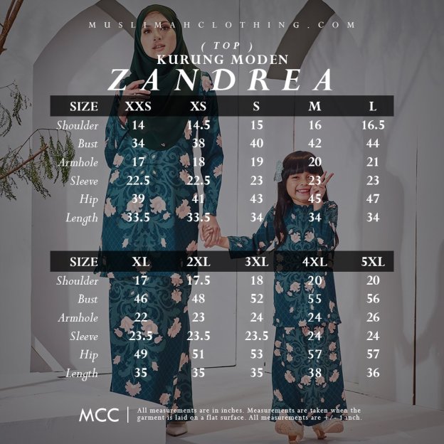 Baju Kurung Moden Zandrea - Frosty Mint