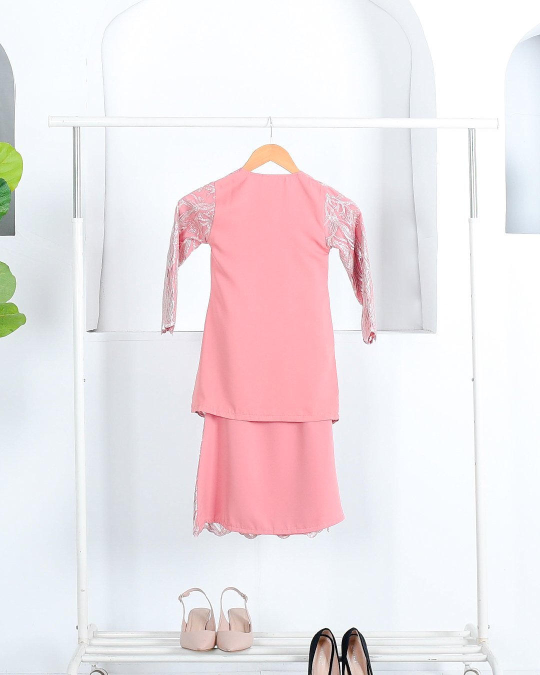 Baju Kurung Lace Ablaa Kids - Fresh Peach