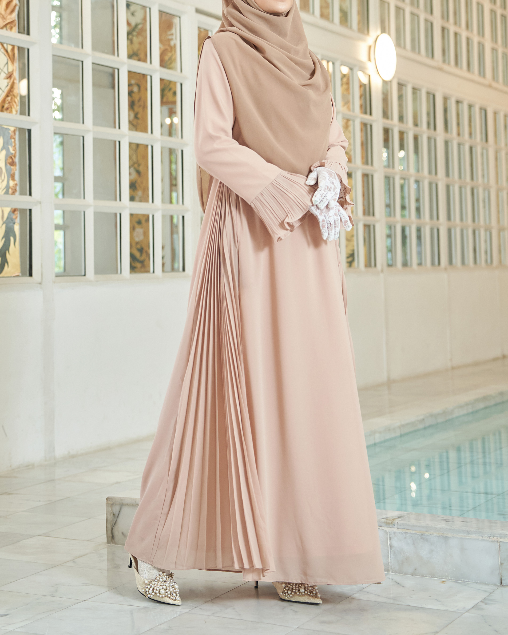 Dress Pleated Rachita - Dutches Peach