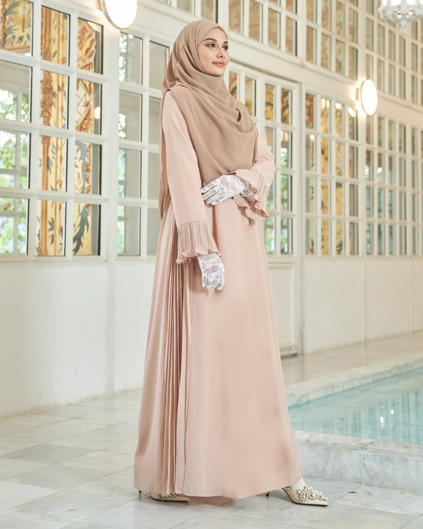 Dress Pleated Rachita - Dutches Peach