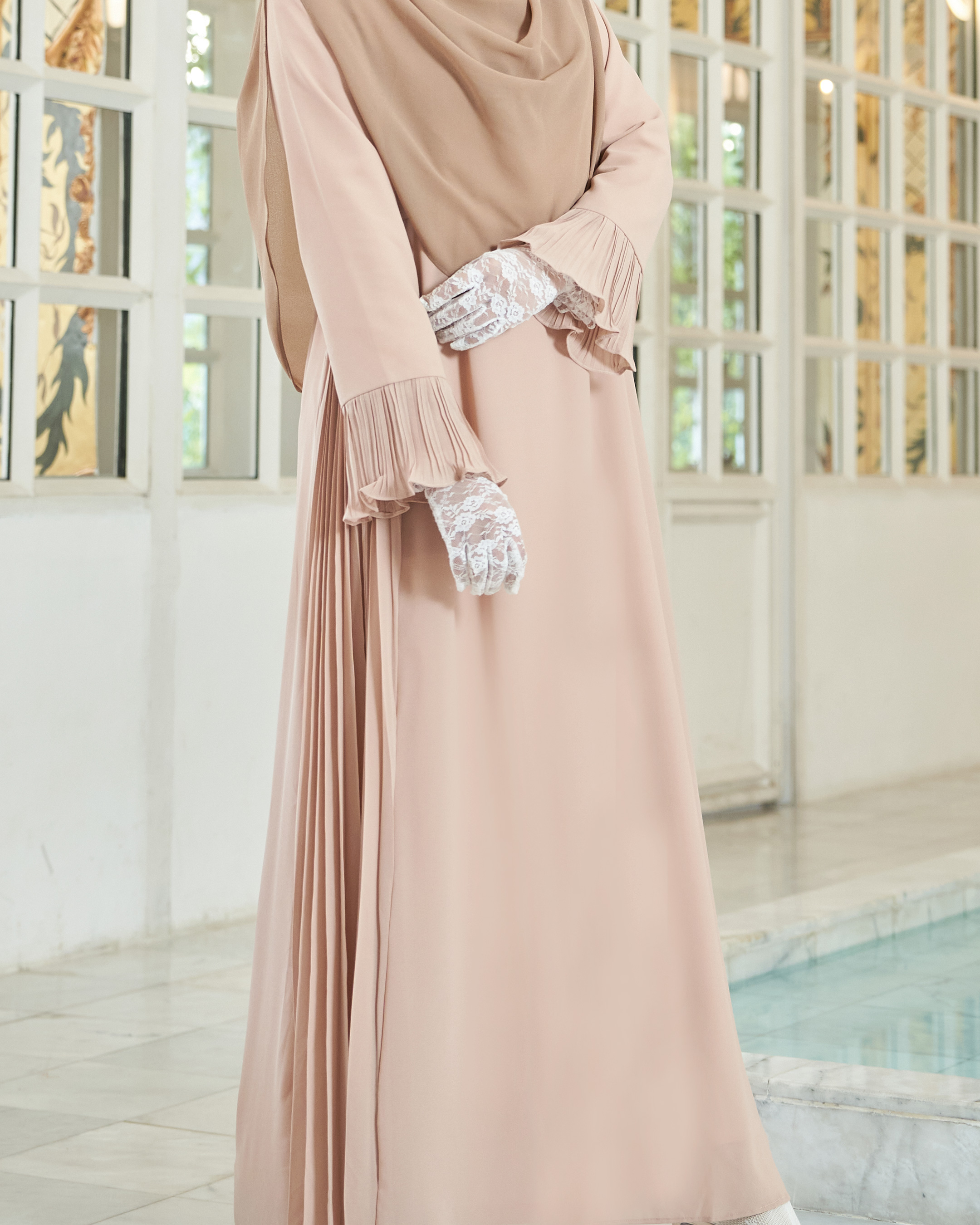 Dress Pleated Rachita - Dutches Peach