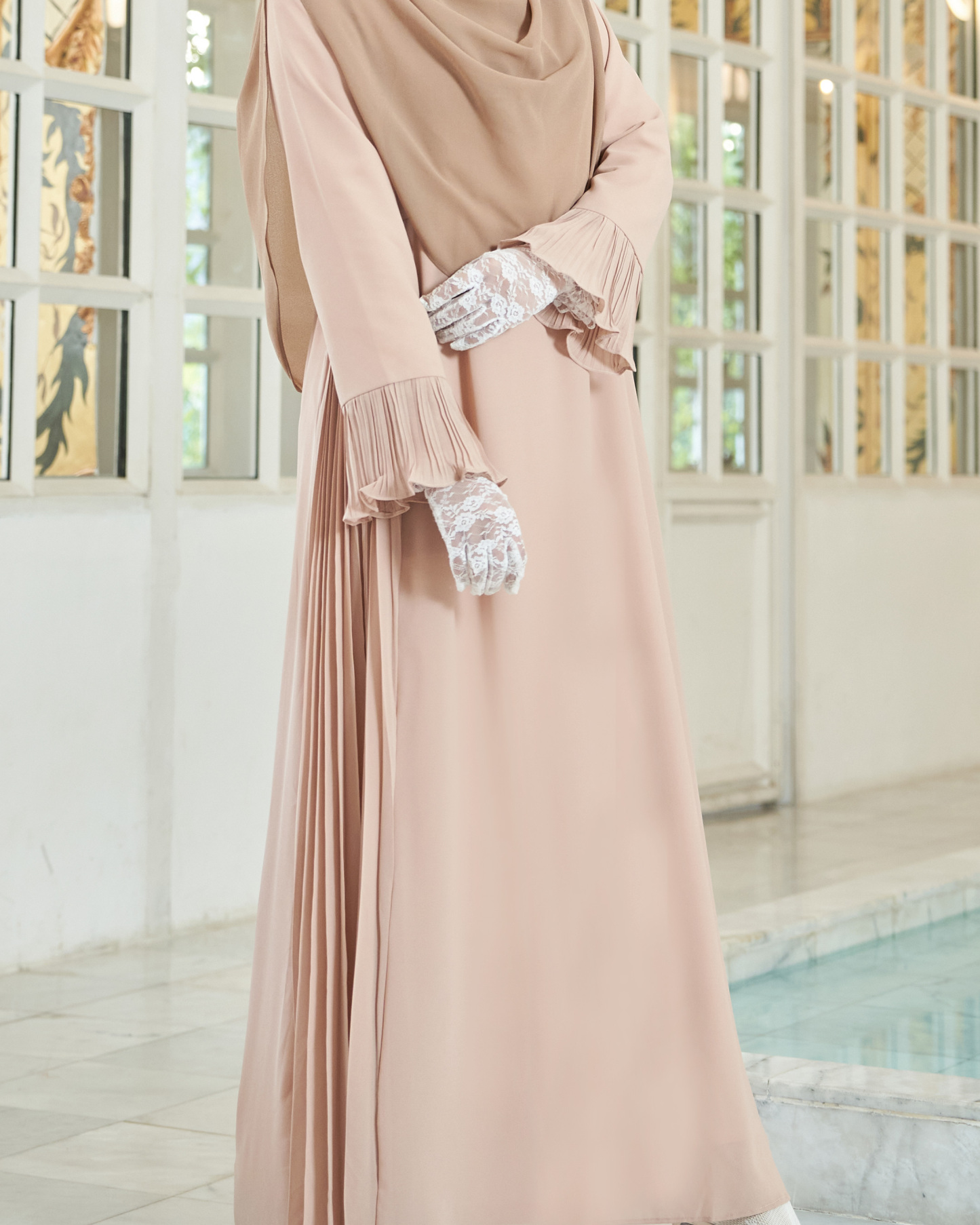 Dress Pleated Rachita - Dutches Peach