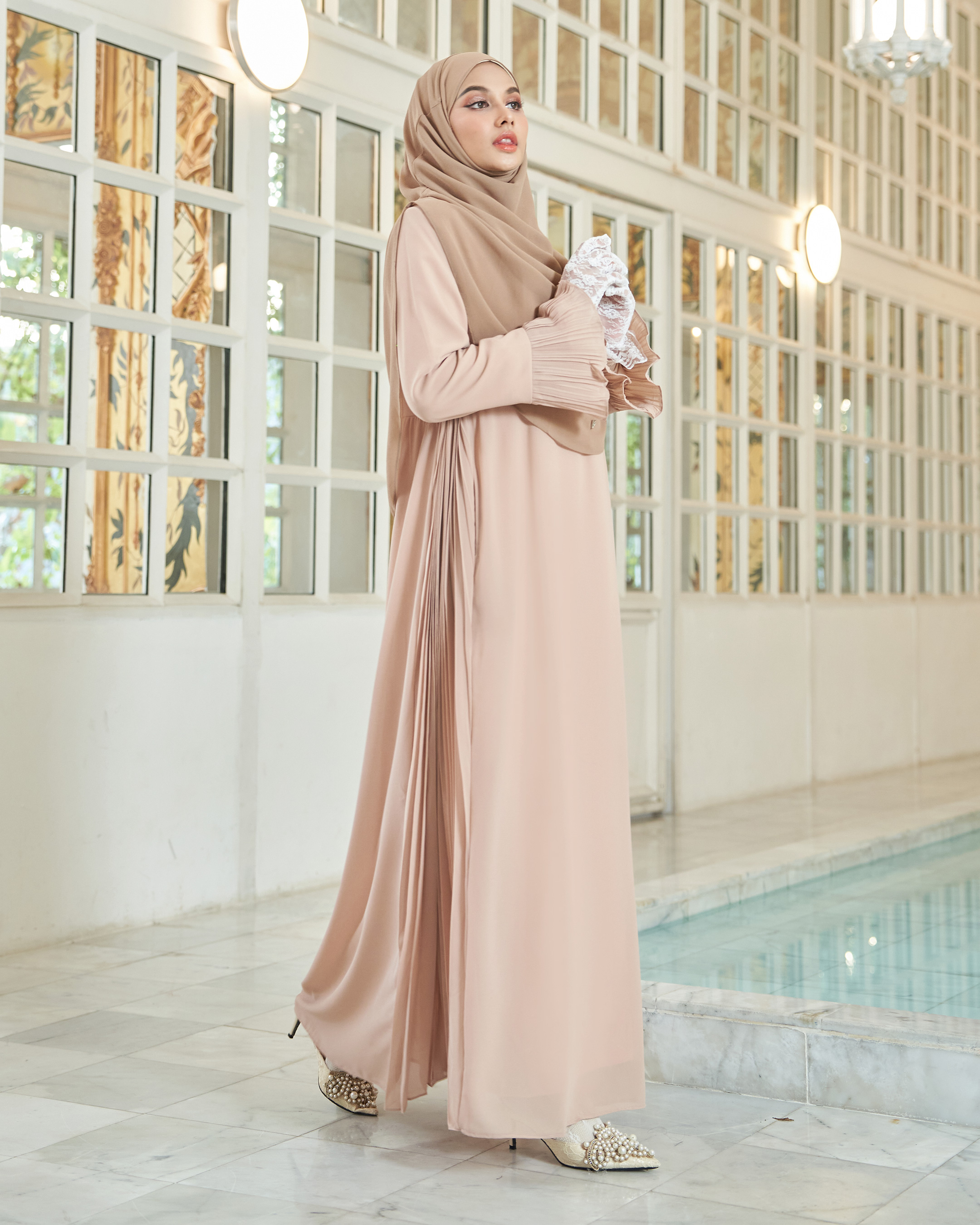 Dress Pleated Rachita - Dutches Peach