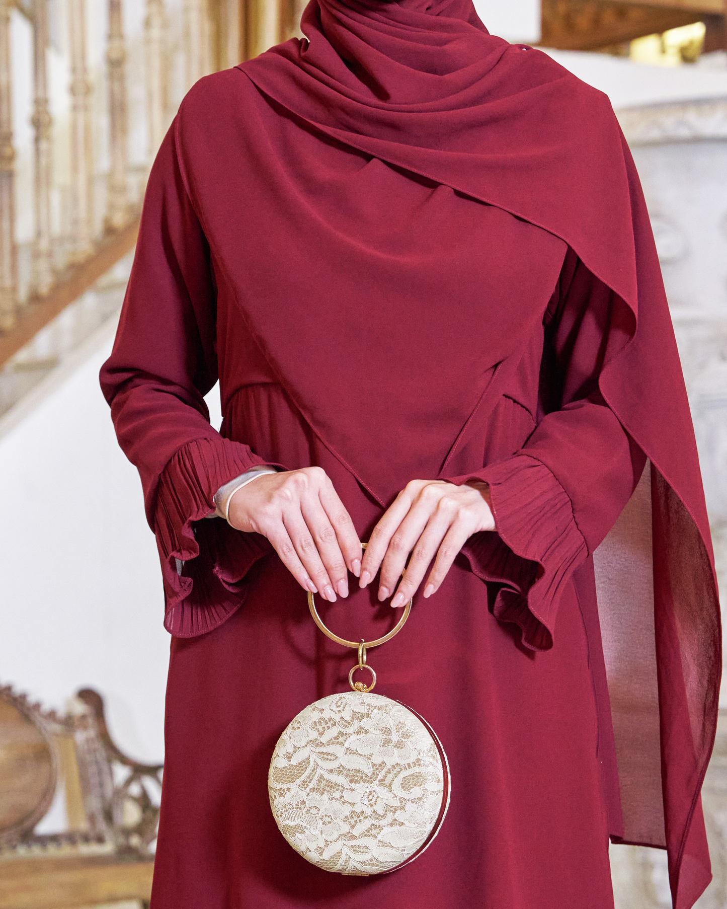 Dress Pleated Rachita - Maroon