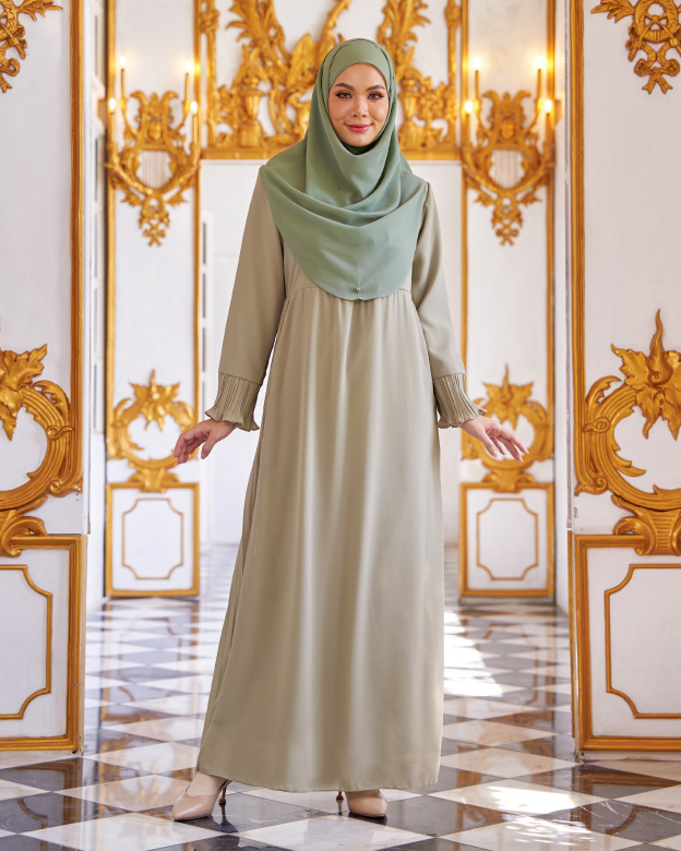 Dress Pleated Rachita - Sage Green