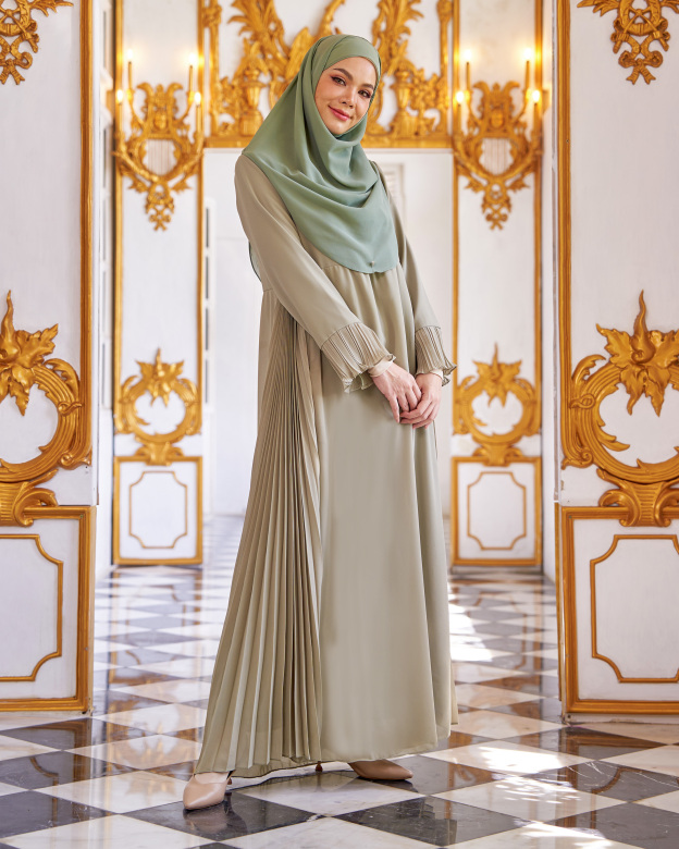 Dress Pleated Rachita - Sage Green