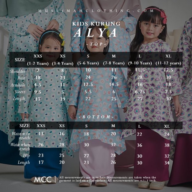 Baju Kurung Alya Kids - Tame Teal