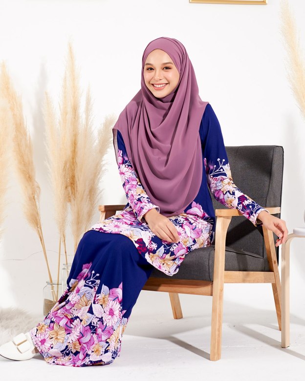 Kurung Lara - Floral Purple