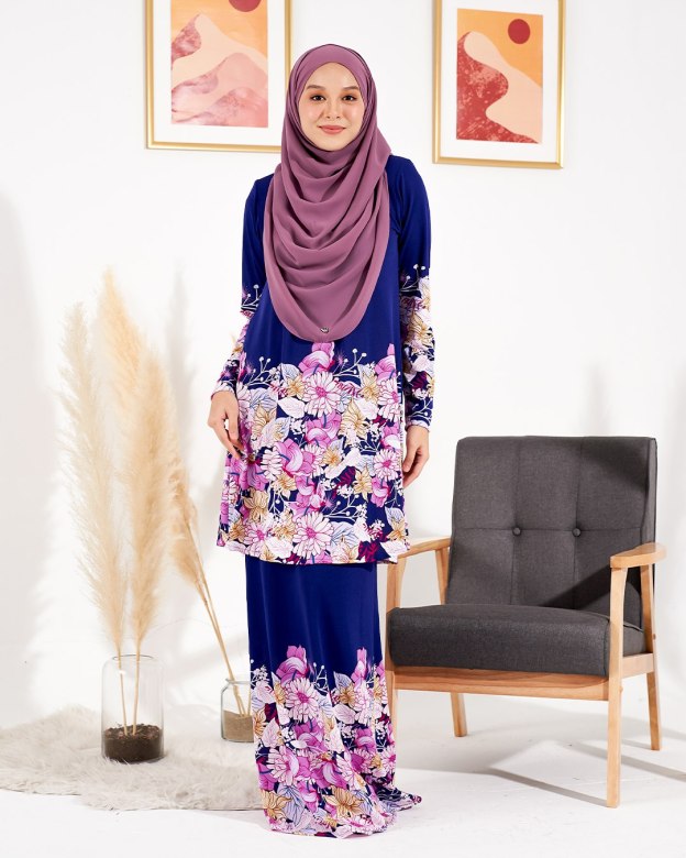 Kurung Lara - Floral Purple