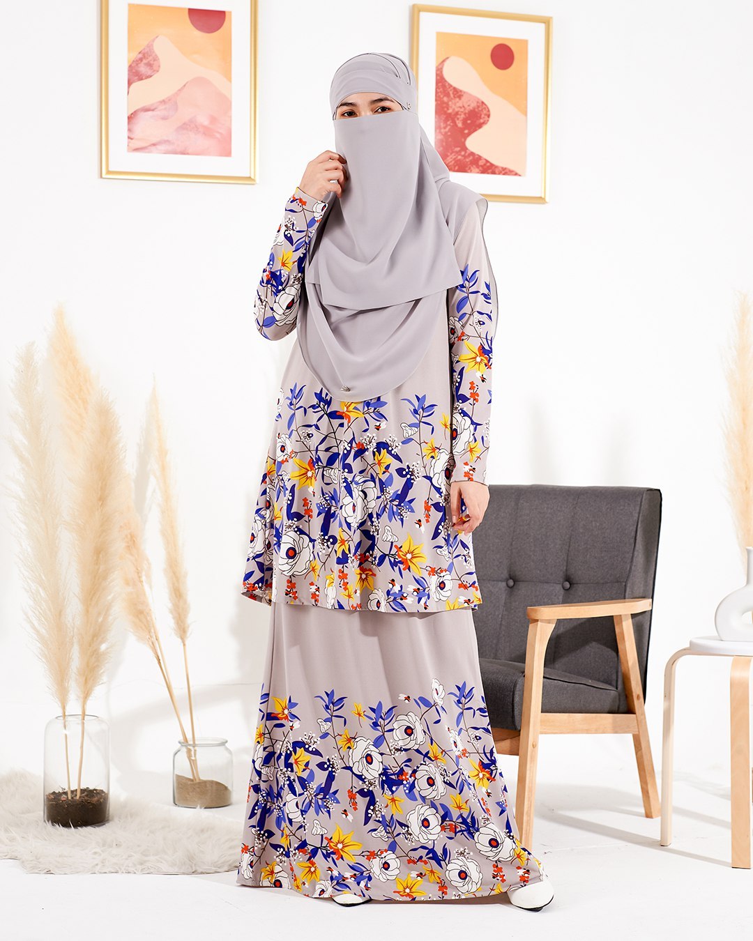 Kurung Lara - Silver Grey