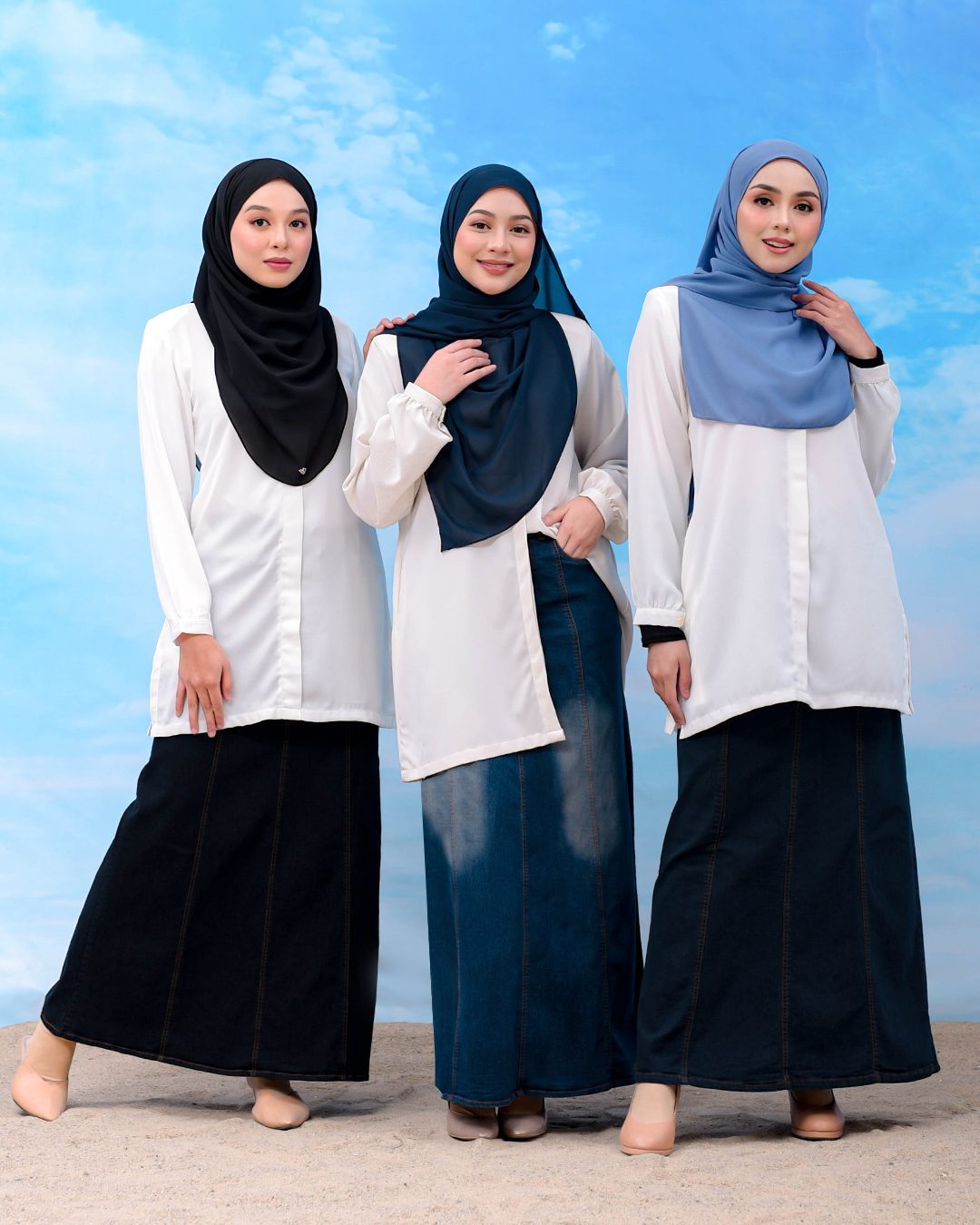Skirt Jeans Nelfina Denim Flare - Fade Green