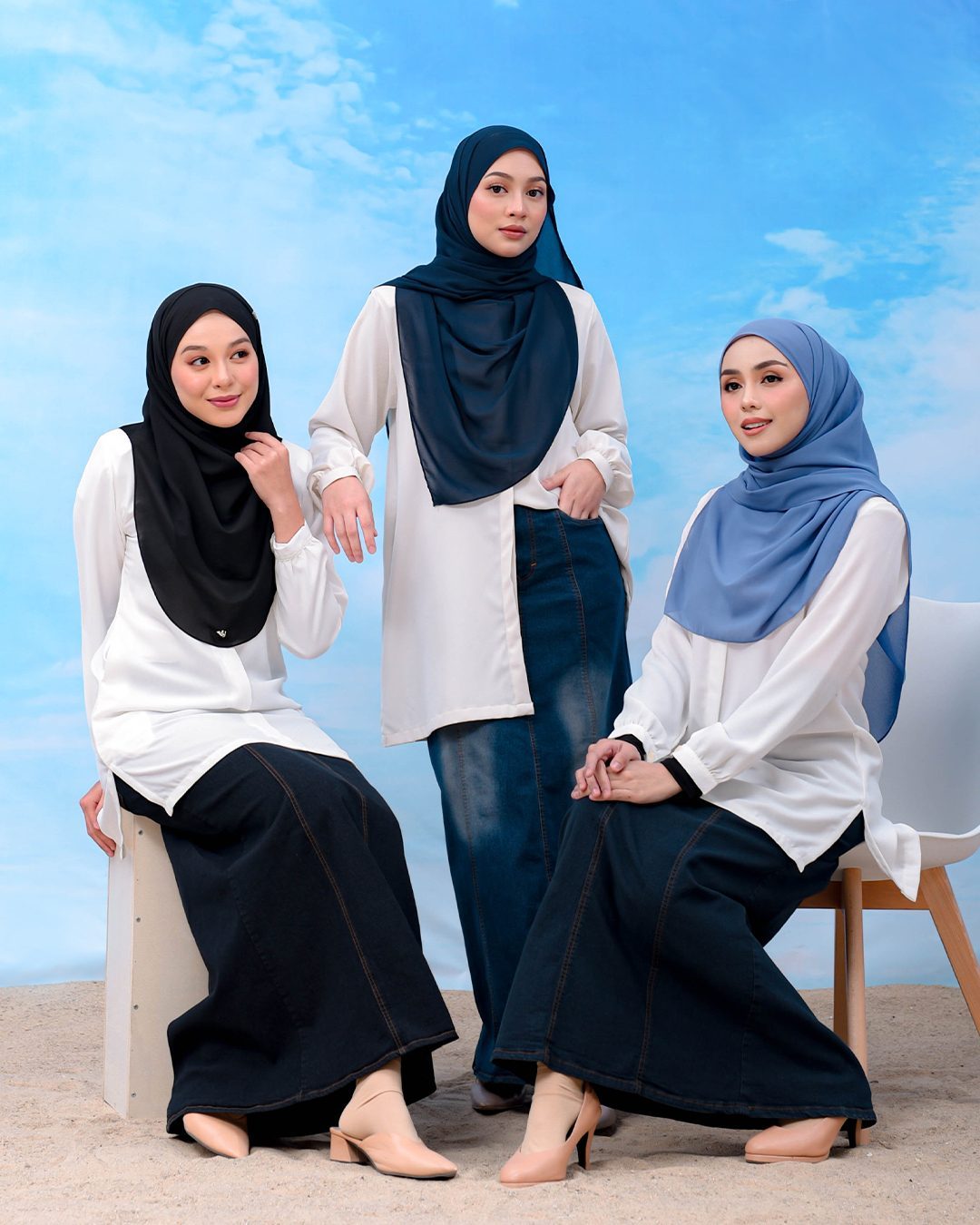 Skirt Jeans Nelfina Denim Flare - Stone Blue