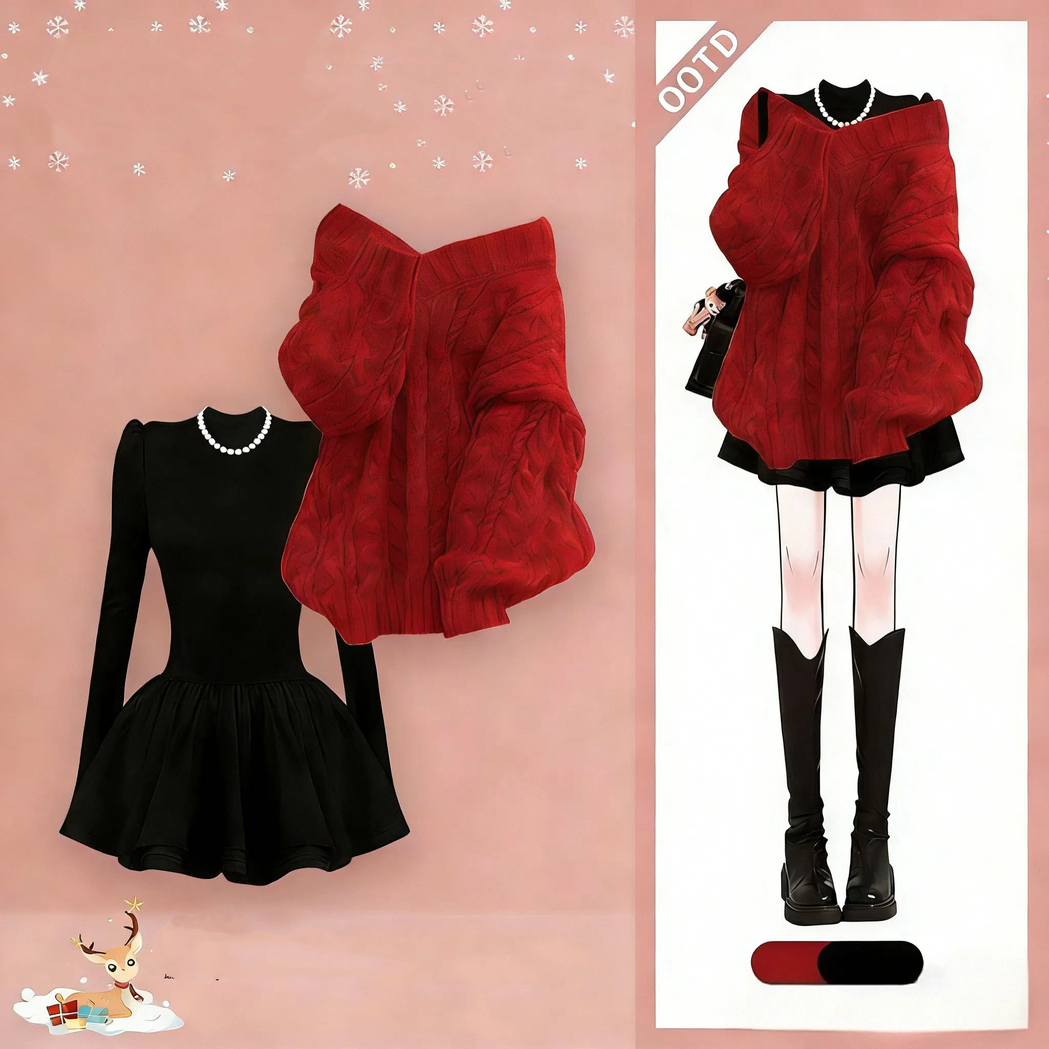 【單件/套裝】韓系極簡風針織毛衣+顯瘦減齡連身裙套裝