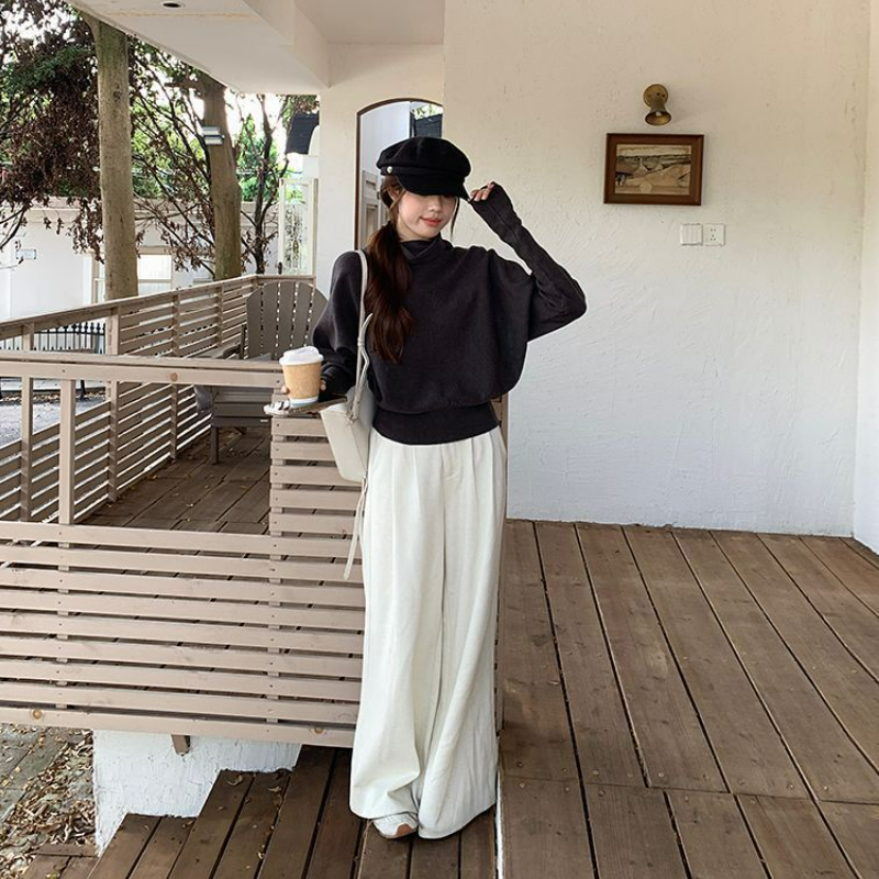 百搭高領蝙蝠袖收腰顯瘦打底針織衫