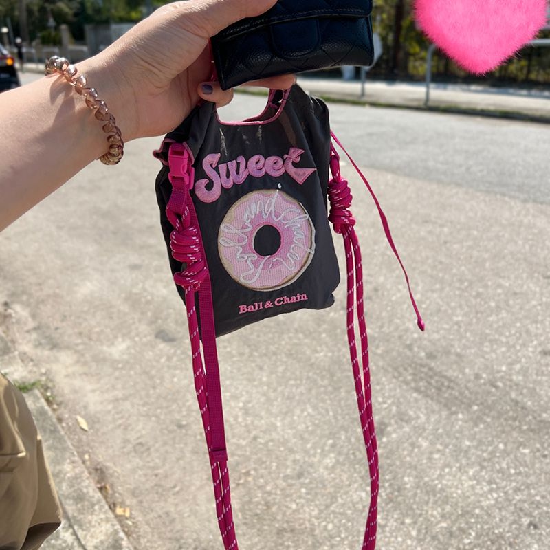 25款日系mini款休閒設計感刺繡環保尼龍手提斜挎包-lululam