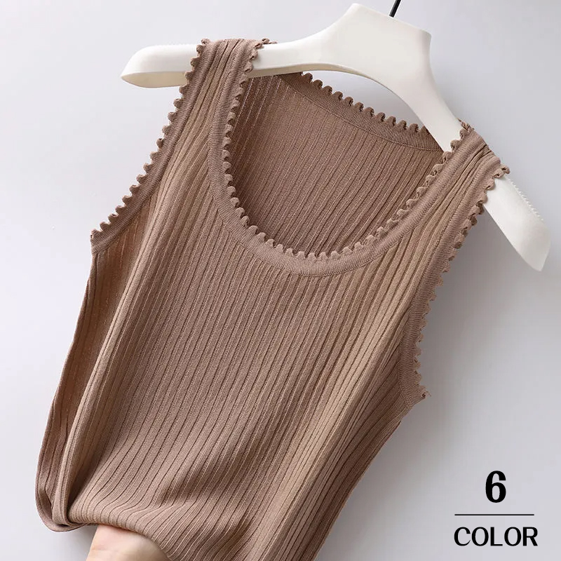 冰絲涼感圓領百搭簡約顯瘦針織薄款背心-lululam