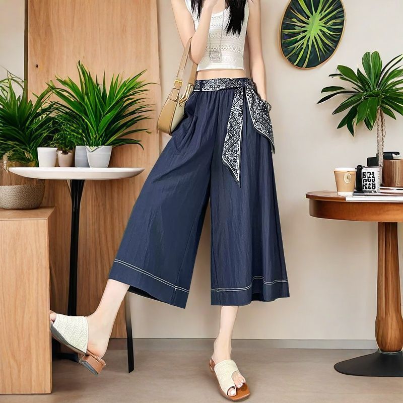 寬鬆薄款梨形身材垂感顯瘦爆款牛仔裙褲-lululam