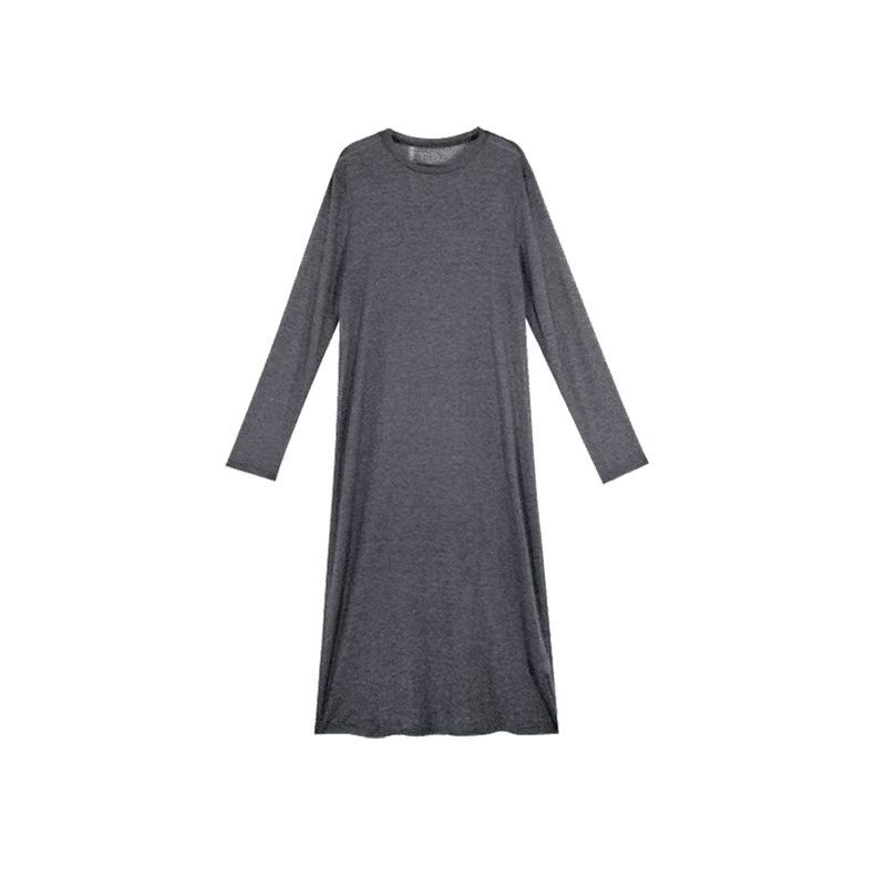 【單件/套裝】鏤空罩衫慵懶寬鬆連身裙兩件套裝-lululam