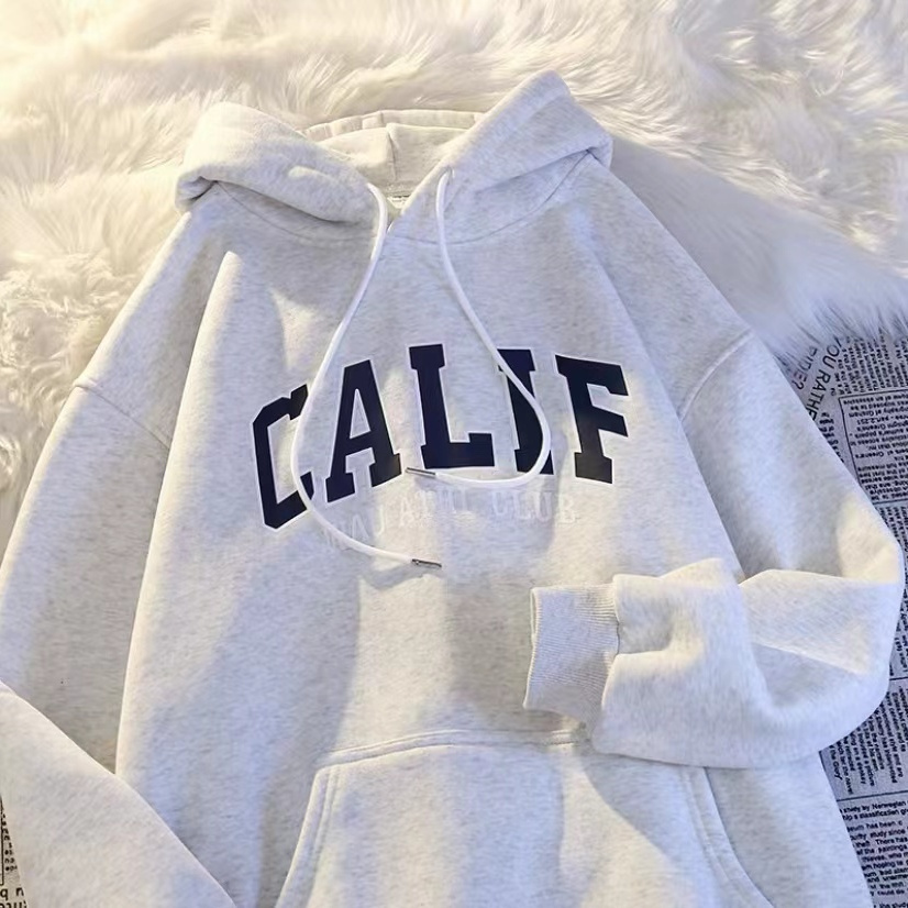 美式復古字母印花休閒百搭帽T-lululam