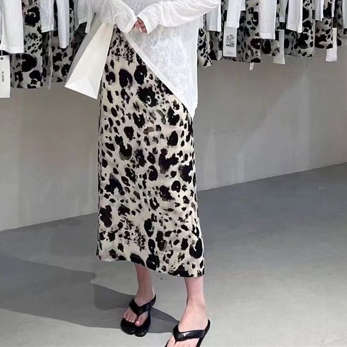 【單件/套裝】時尚不規則防曬長袖T恤+豹紋半身裙兩件套裝-lululam