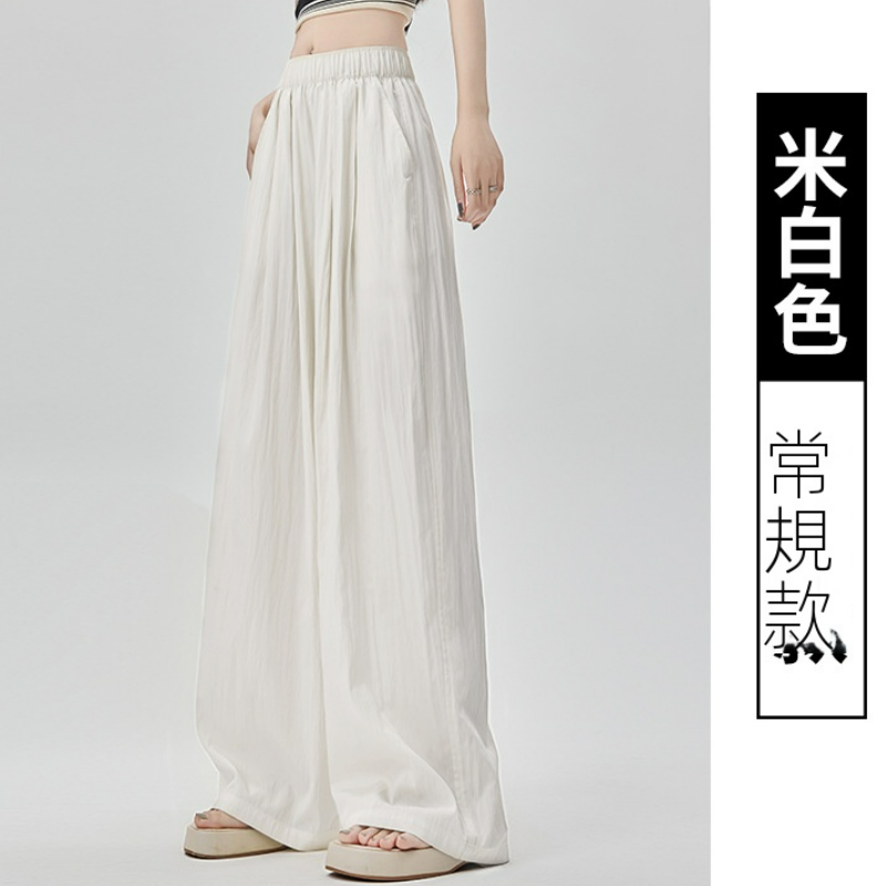 薄款冰絲休閒透氣垂感闊腿顯瘦山本褲-lululam