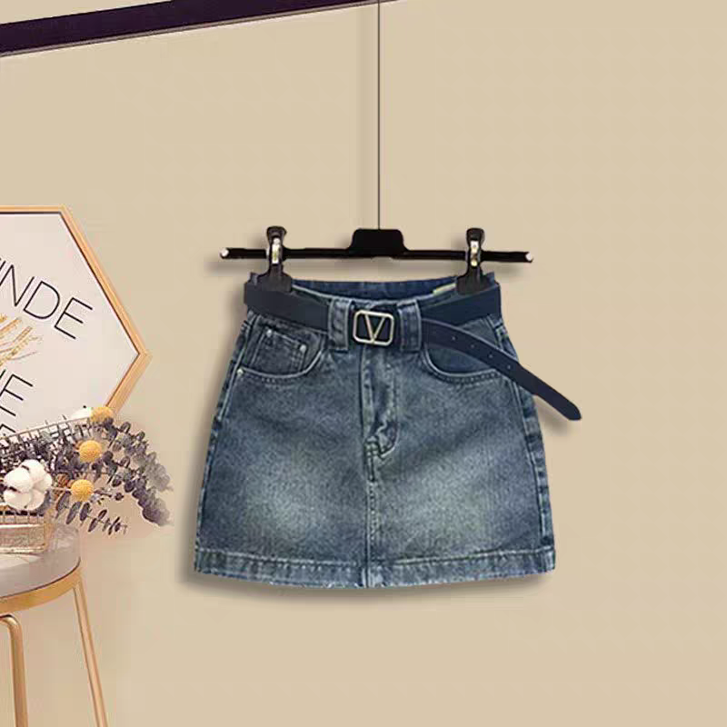 【單件/套裝】韓版百搭襯衫背心顯瘦牛仔裙三件套裝-lululam