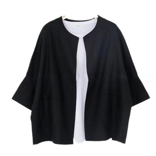 氣質優雅簡約寬松舒適七分袖薄款短外套-lululam