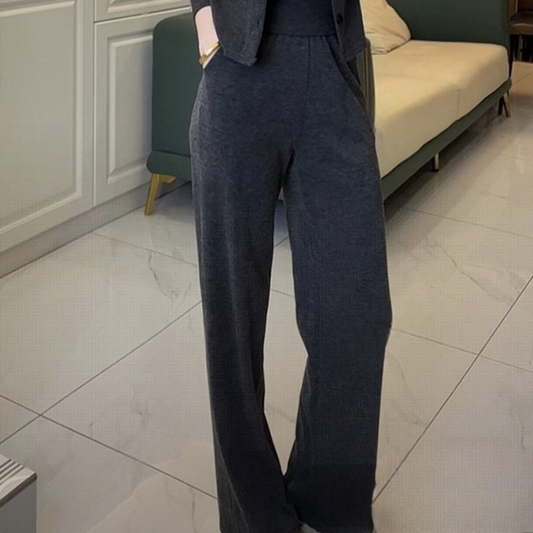 【單件/套裝】高級感韓系氣質針織開衫+吊帶+半身裙/褲子三件套-lululam