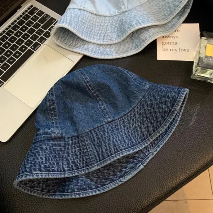 大頭圍遮陽防曬盆帽百搭顯臉牛仔漁夫帽-lululam