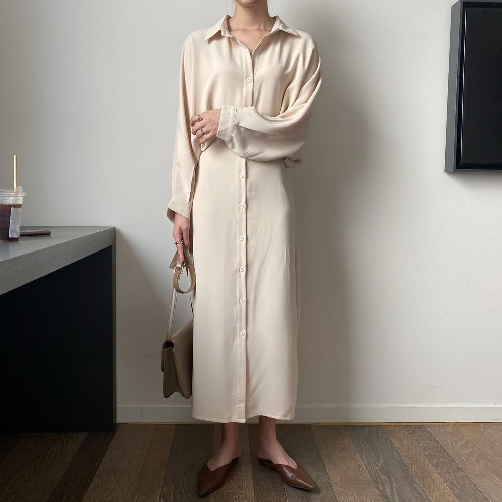 法式收腰顯瘦氣質超仙森系寬鬆洋裝-lululam