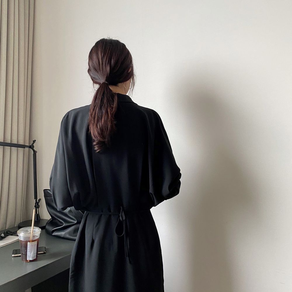 法式收腰顯瘦氣質超仙森系寬鬆洋裝-lululam