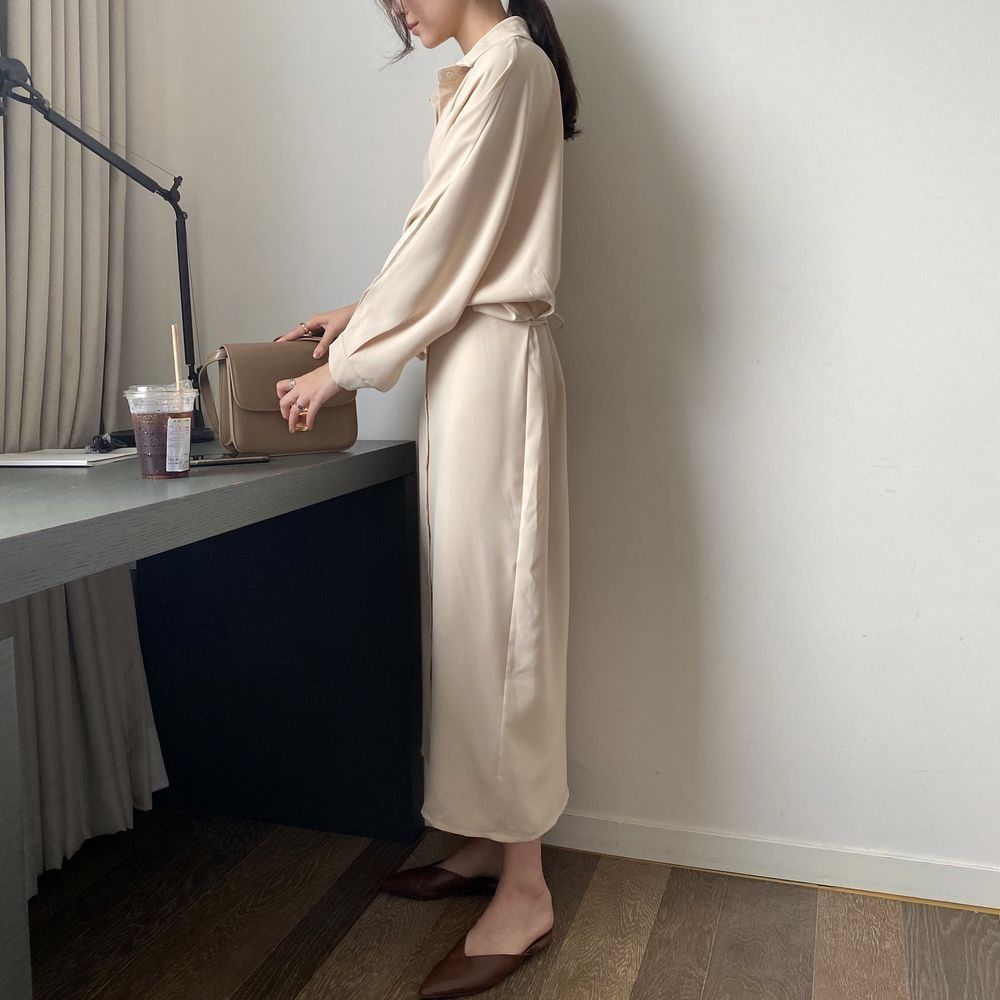 法式收腰顯瘦氣質超仙森系寬鬆洋裝-lululam