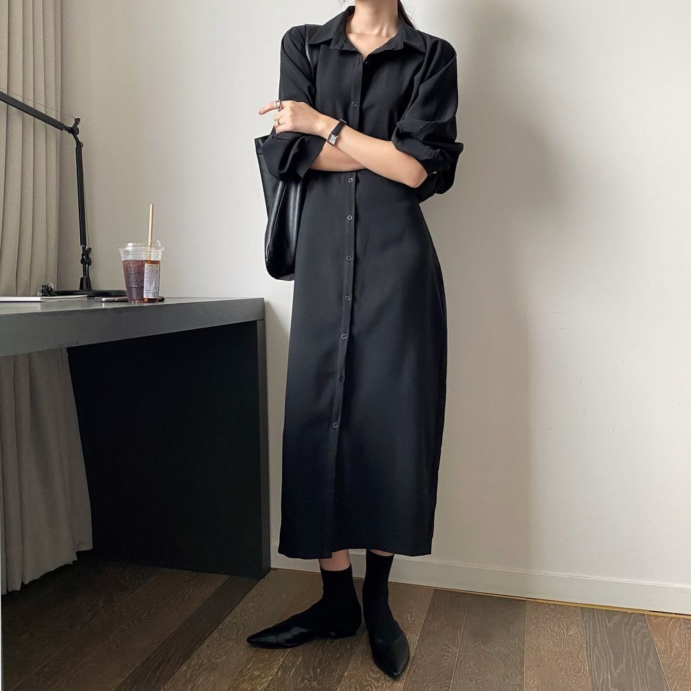 法式收腰顯瘦氣質超仙森系寬鬆洋裝-lululam