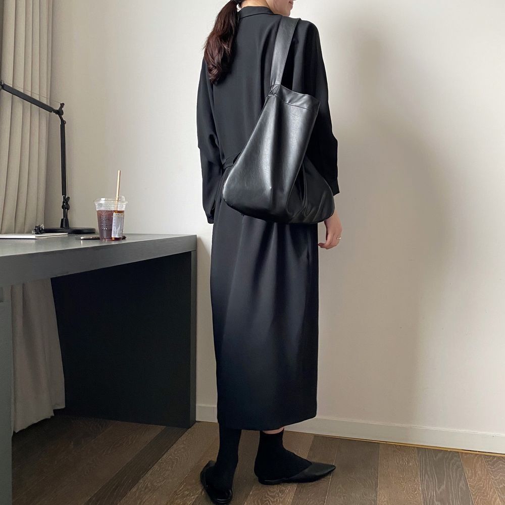 法式收腰顯瘦氣質超仙森系寬鬆洋裝-lululam