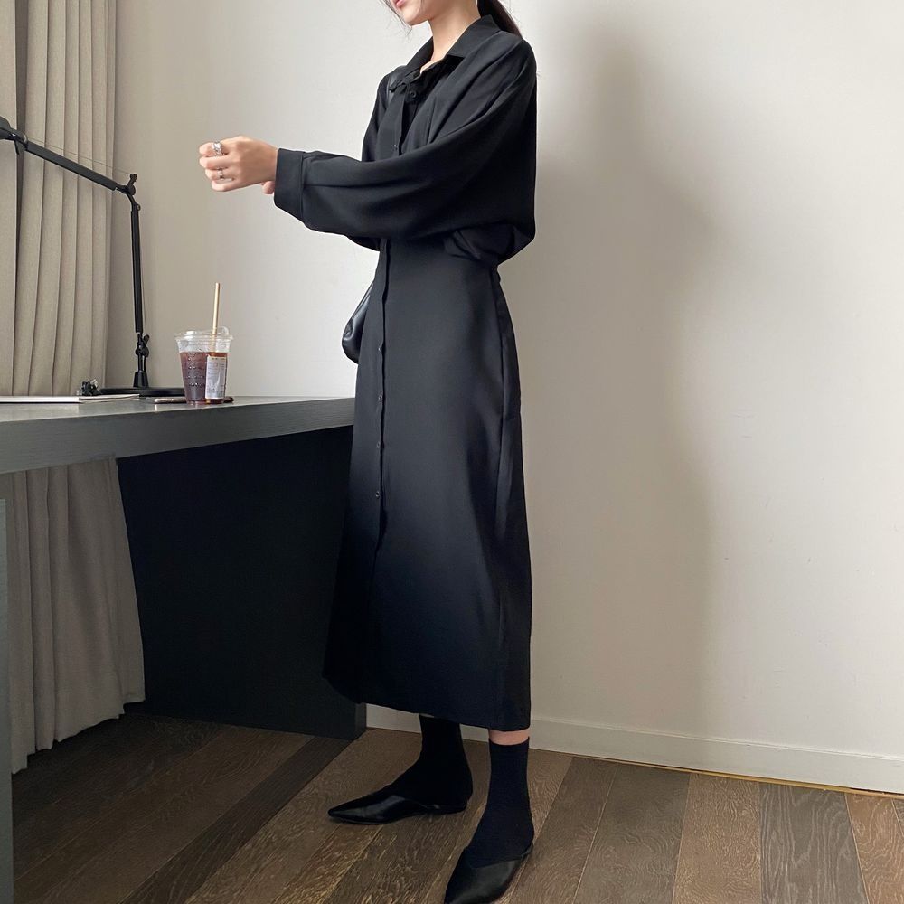 法式收腰顯瘦氣質超仙森系寬鬆洋裝-lululam