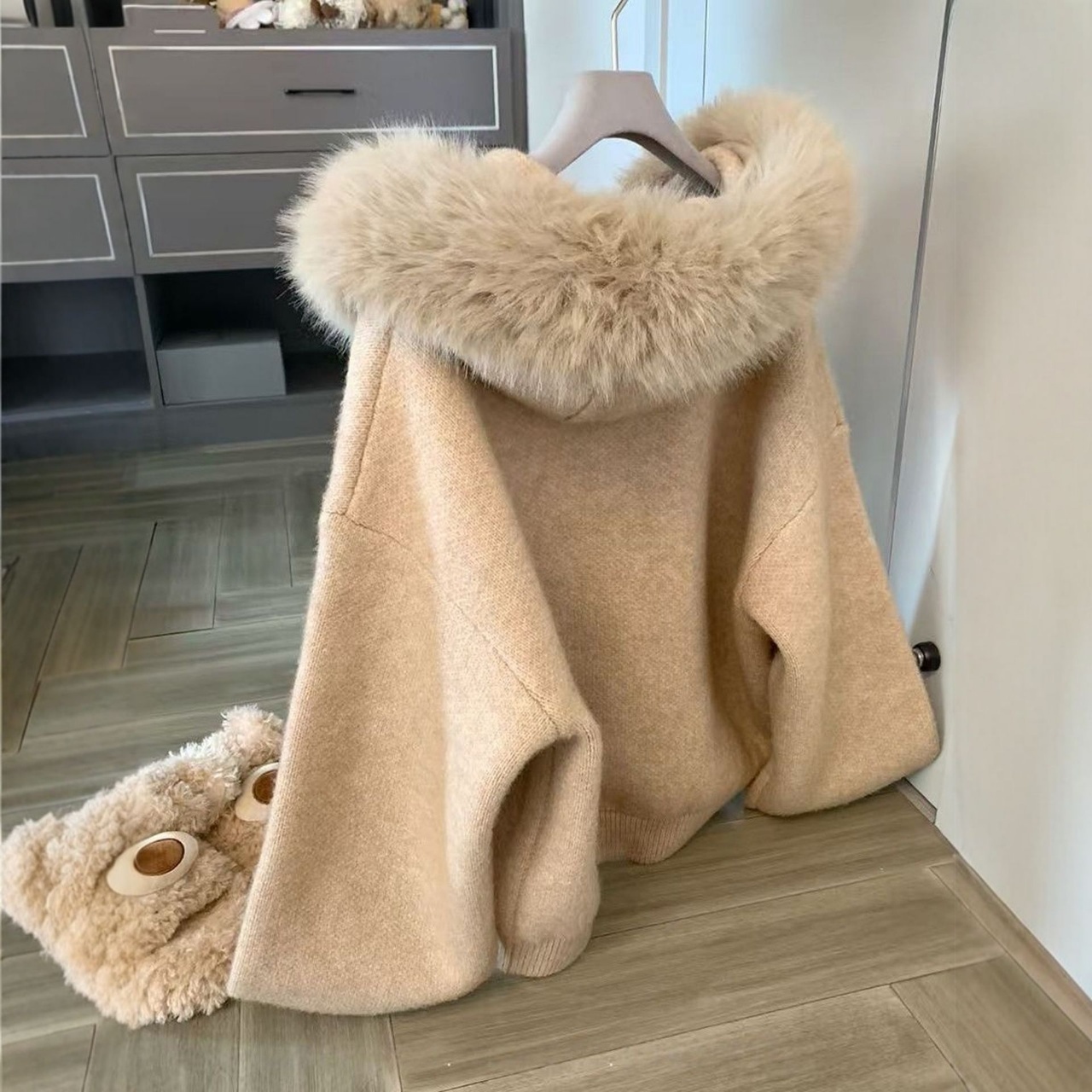 大毛領外套寬鬆顯瘦軟糯毛衣針織開衫